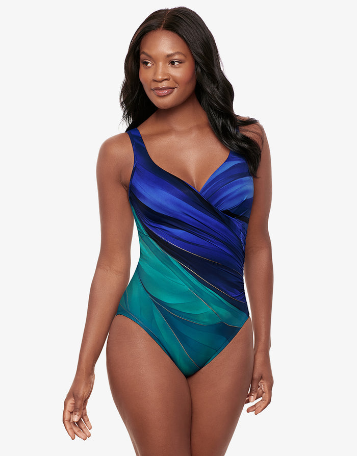Miraclesuit Maldiva It’s A Wrap Swimsuit - Blue Multi - Simply Beach UK