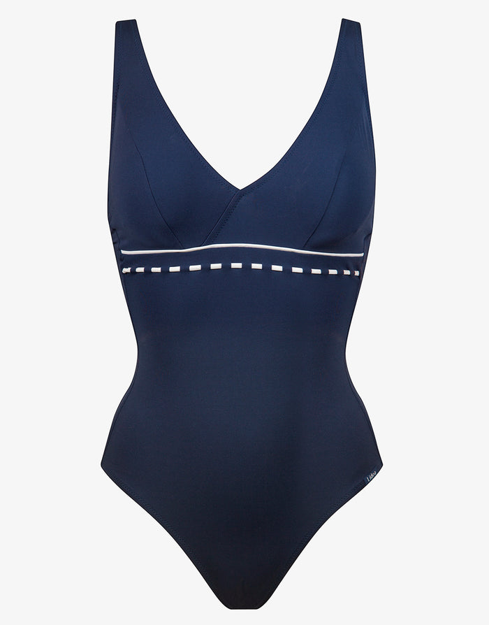 Marine Mindset Underwired V Neck Swimsuit - Skipper Blue - Simply Beach UK