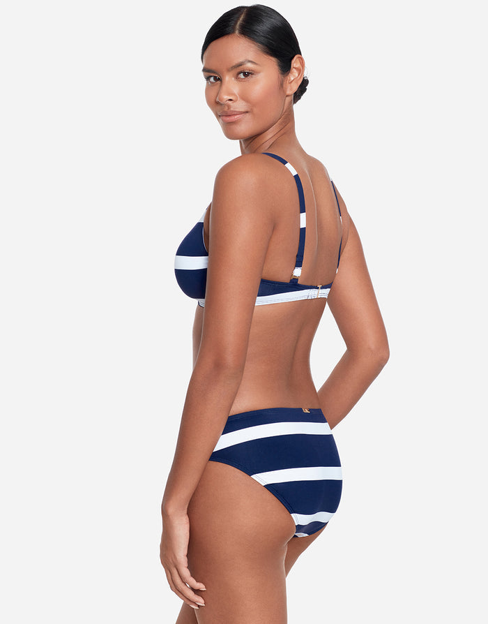Mariner Stripe Ring Hipster Bikini Pant - Navy and White - Simply Beach UK