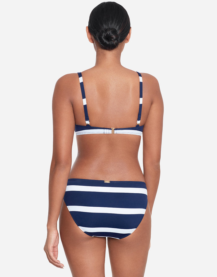 Mariner Stripe Ring Hipster Bikini Pant - Navy and White - Simply Beach UK