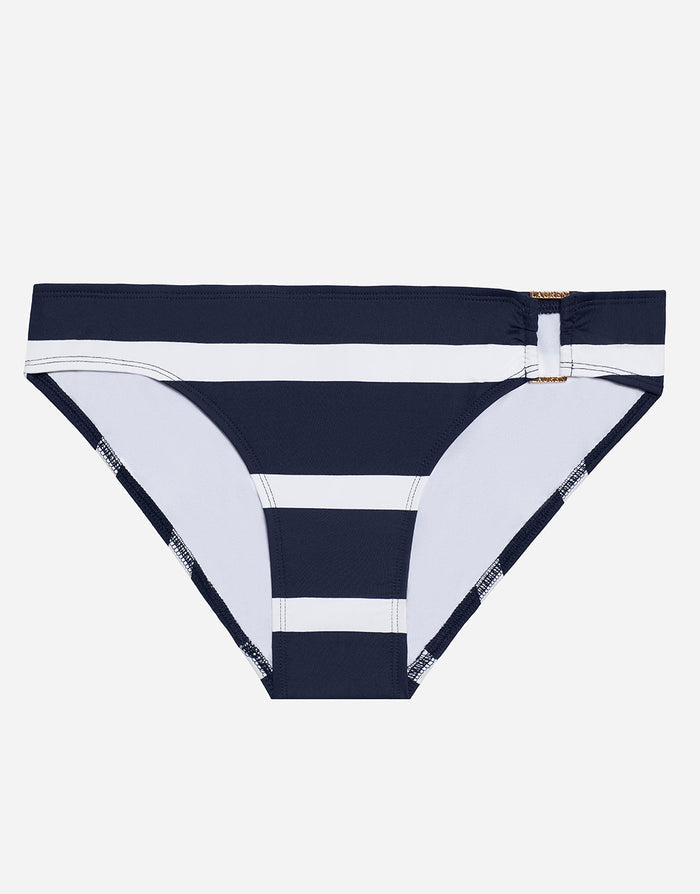 Mariner Stripe Ring Hipster Bikini Pant - Navy and White - Simply Beach UK
