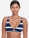 Mariner Stripe Ring OTS Bikini Top - Navy and White - Simply Beach UK