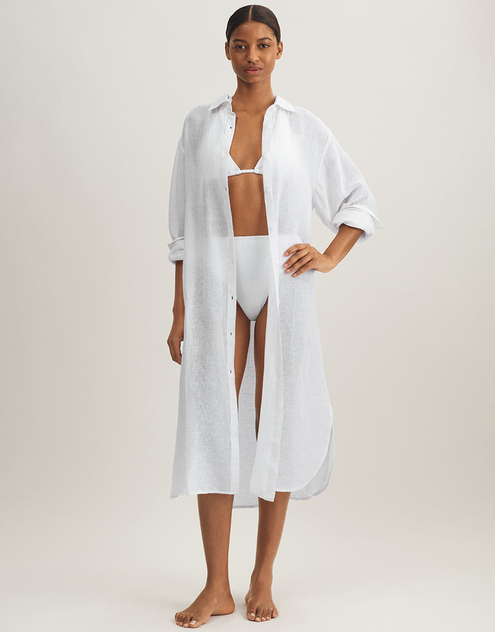 Polo Ralph Lauren Maxi Boyfriend Shirt - Off White - Simply Beach UK