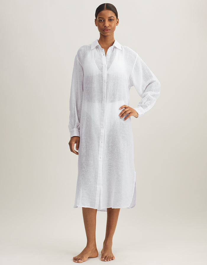 Polo Ralph Lauren Maxi Boyfriend Shirt - Off White - Simply Beach UK