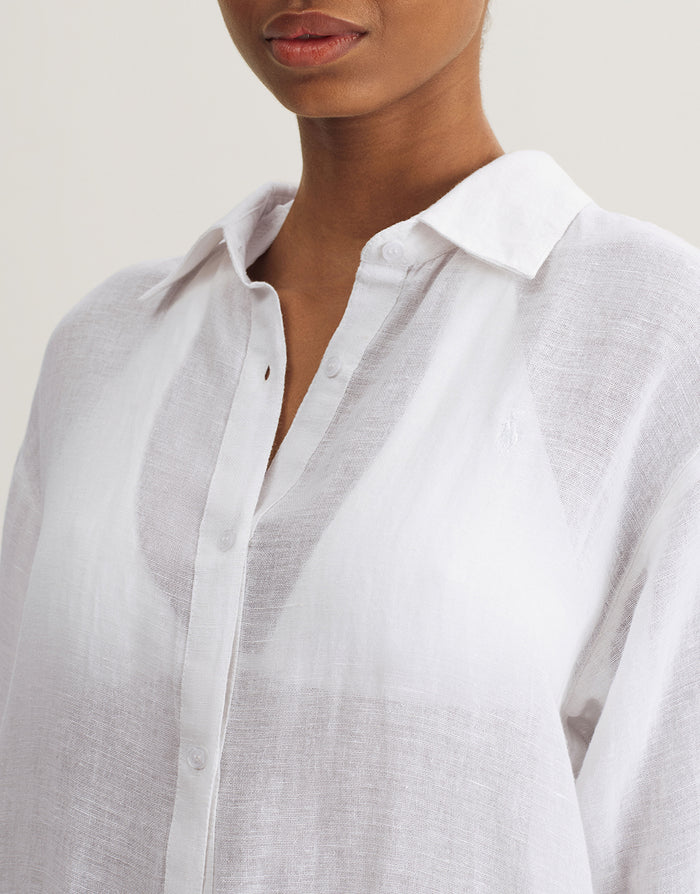 Polo Ralph Lauren Maxi Boyfriend Shirt - Off White - Simply Beach UK