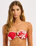 Seafolly Mayflower Ring Front Bandeau Bikini Top - Cosmo Red - Simply Beach UK