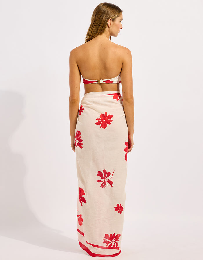 Seafolly Mayflower Sarong - Ecru and Cosmo - Simply Beach UK