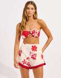 Seafolly Mayflower Tailored Short - Ecru and Cosmo - Simply Beach UK