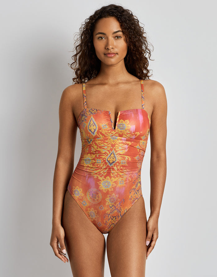 Lauren Ralph Lauren Medallion Shimmer V Wire OTS Swimsuit - Multi - Simply Beach UK