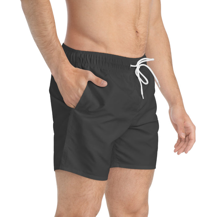Men's Black Swim Trunks with 'Sunshine Paradise' Script — Lightweight Beach Shorts