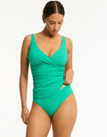 Sea Level Messina Cross Front Multi-fit Tankini Top - Evergreen - Simply Beach UK
