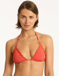 Sea Level Messina Halter Slide Tri Bikini Top - Flame - Simply Beach UK