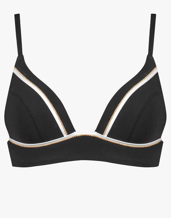Metrics Bralette Bikini Top - Black White and Gold - Simply Beach UK