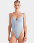 Hunza G Mia Beaded Swimsuit - Metallic Ice Blue - Simply Beach UK