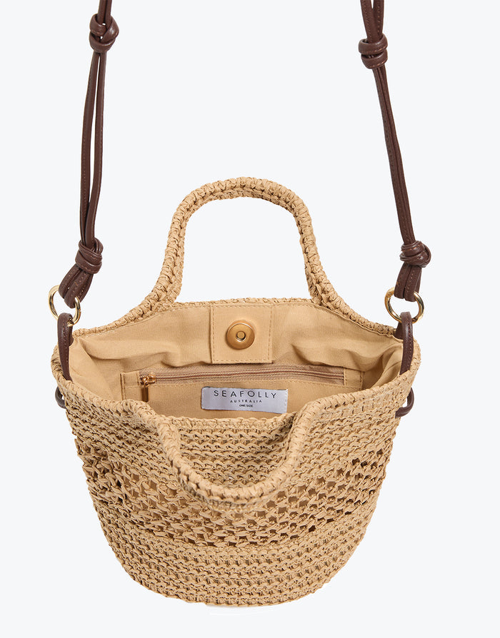 Micro Raffia Basket Beach Bag - Sand