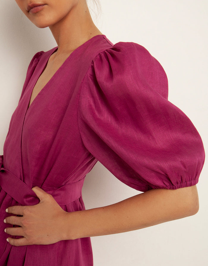 Minimal Mini Wrap Dress - Magenta - Simply Beach UK
