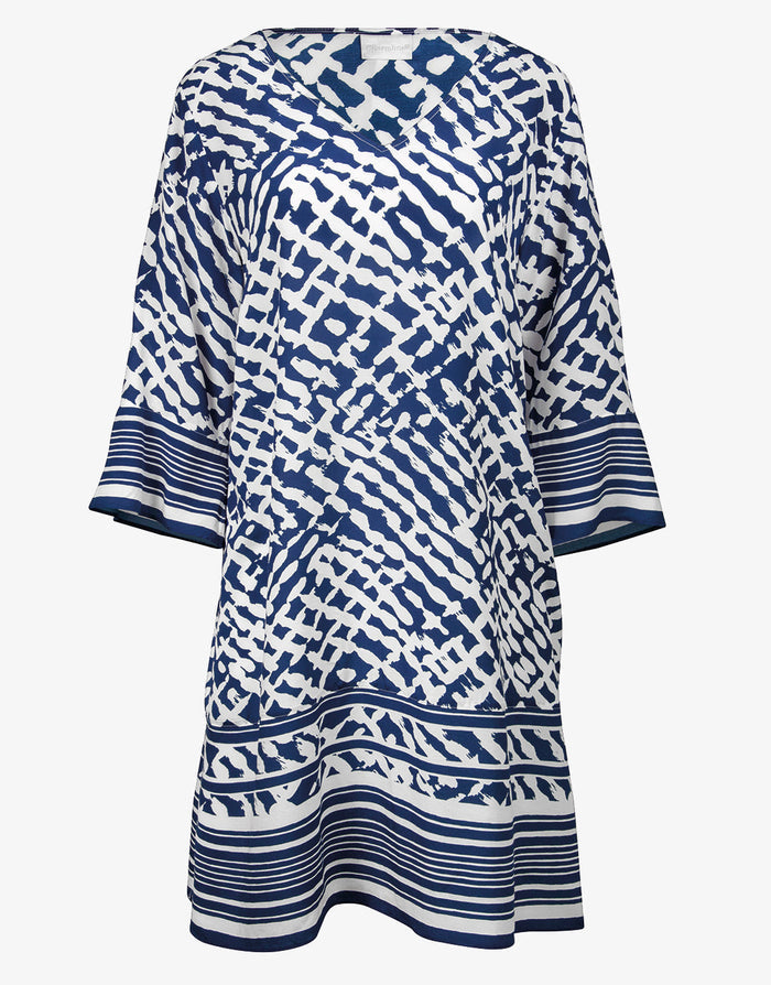 Charmline Modern Marina Tunic - White Navy - Simply Beach UK