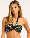 Seafolly Modern Romance Halter Bandeau Bikini Top - Black - Simply Beach UK