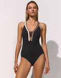 Maryan Mehlhorn Module Ladder Plunge Halter Swimsuit - Jet Clay - Simply Beach UK