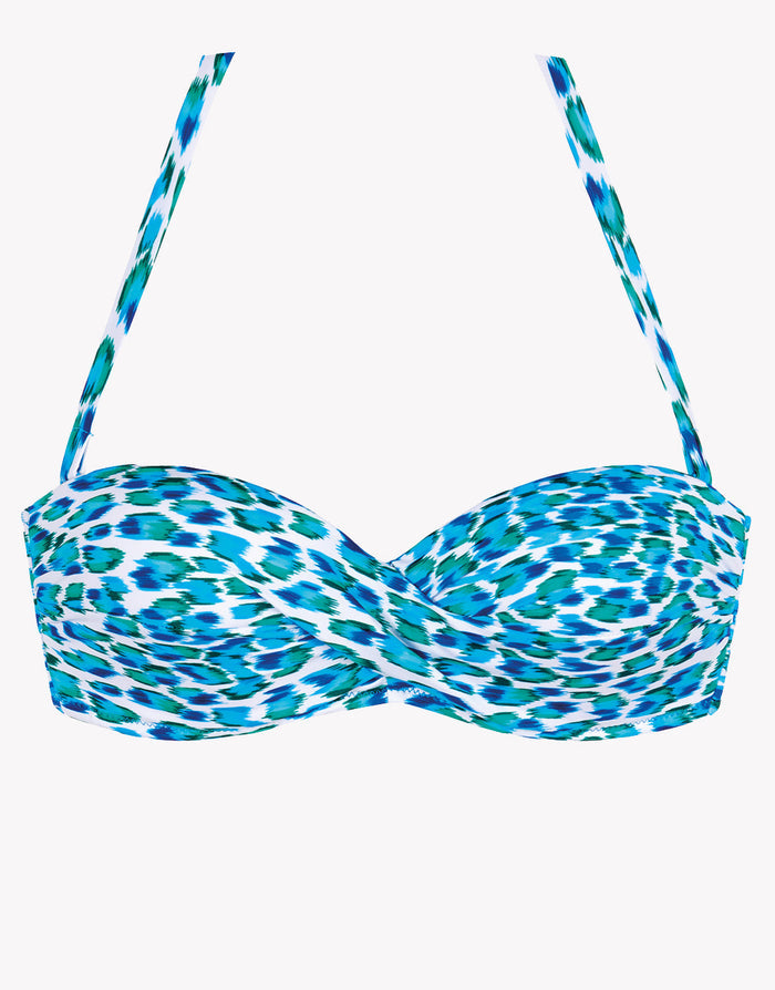 Tessy Nassau Twist Bandeau Bikini Top - Blue - Simply Beach UK