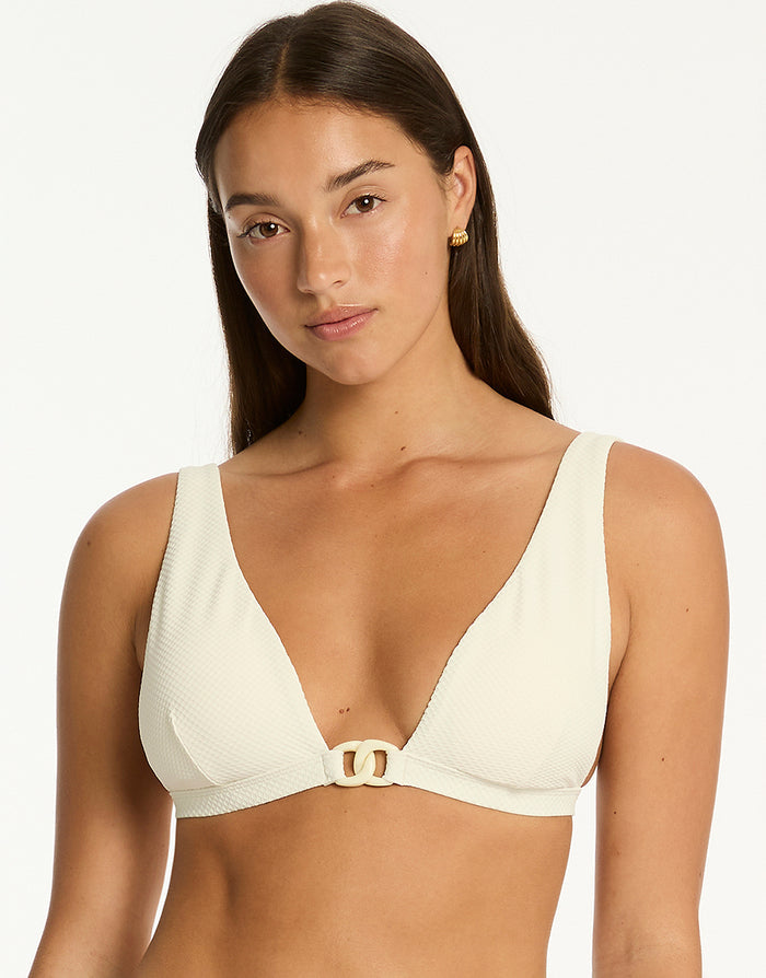 Sea Level Nautique Chain Link Longline Tri Bikini Top - Coconut - Simply Beach UK