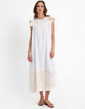 Greek Archaic Kori New Triangle Open Back Dress - White and Champagne - Simply Beach UK