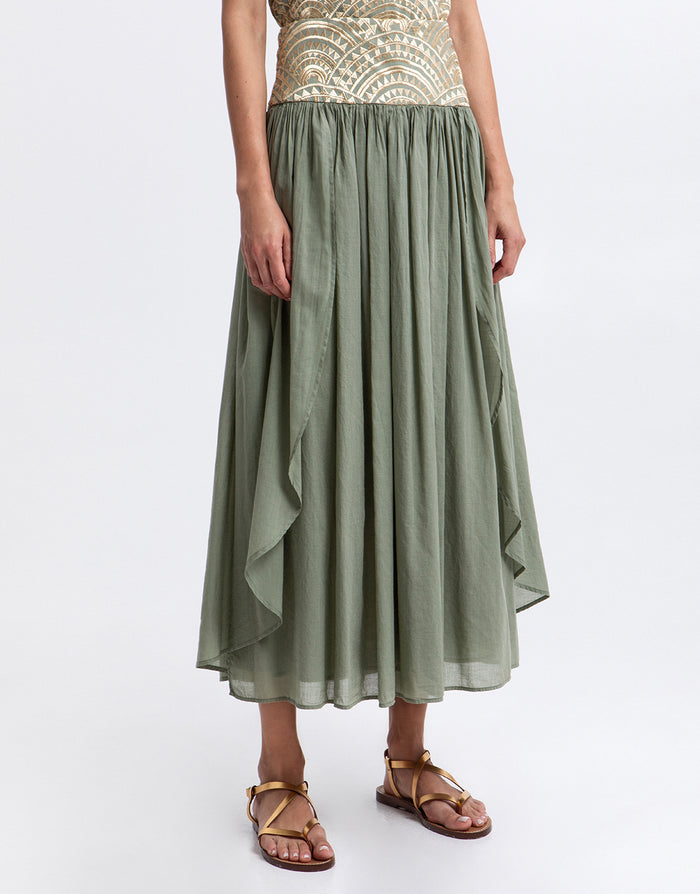 Greek Archaic Kori New Triangle Skirt - Sage and Gold - Simply Beach UK