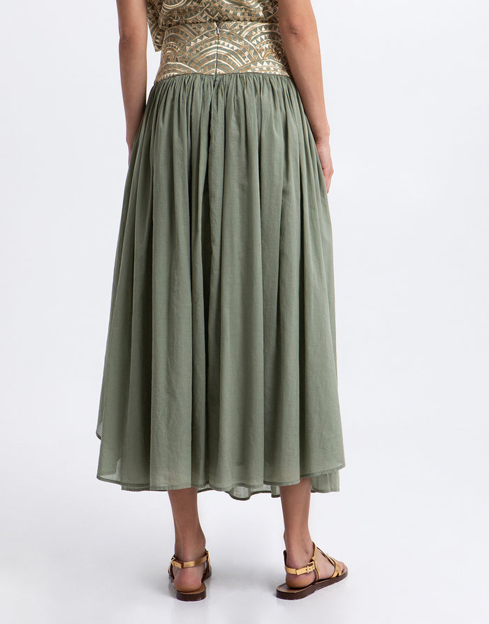 Greek Archaic Kori New Triangle Skirt - Sage and Gold - Simply Beach UK