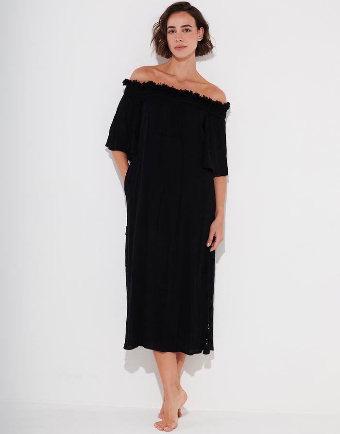 Watercult Off The Shoulder Dress - Black - Simply Beach UK