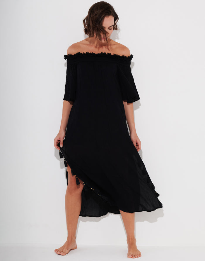 Watercult Off The Shoulder Dress - Black - Simply Beach UK