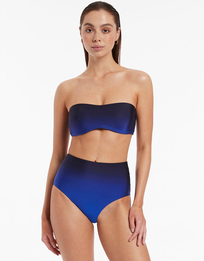 Oia Sunset Minimal Bandeau Bikini Top - Ocean - Simply Beach UK