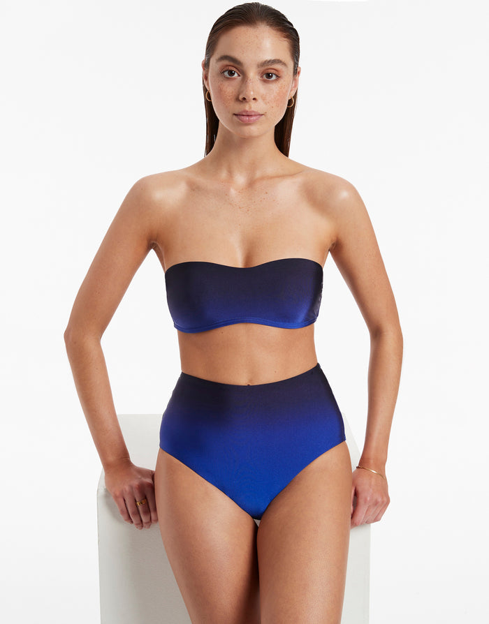 Oia Sunset Minimal Bandeau Bikini Top - Ocean - Simply Beach UK