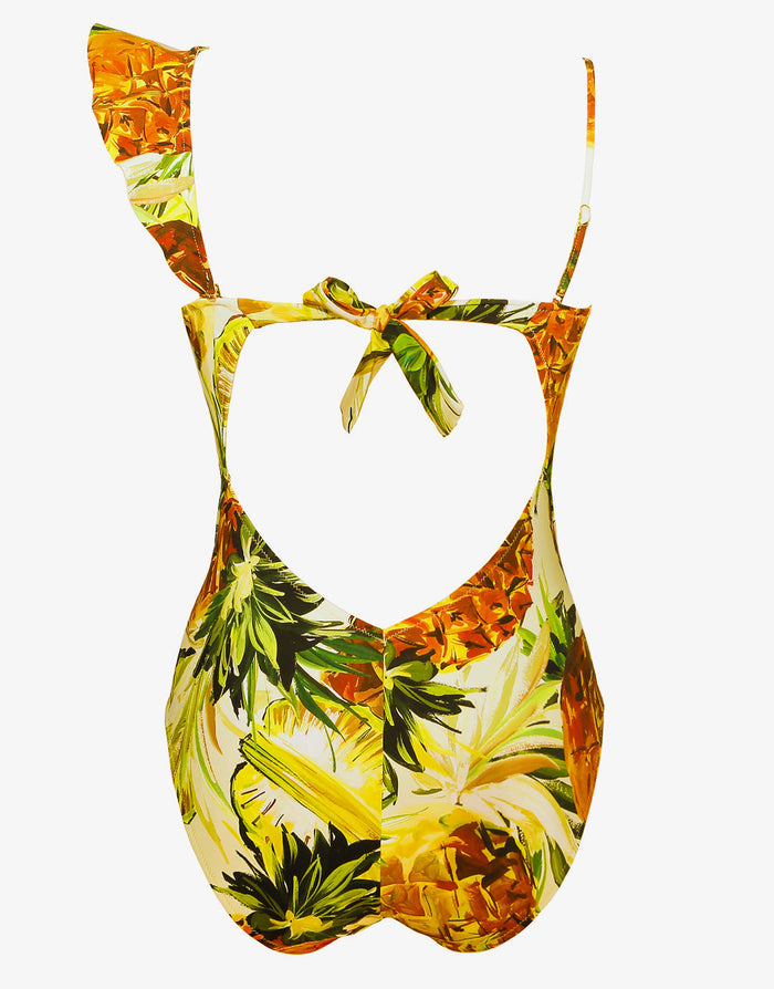 Optimist Ruffle Shoulder Swimsuit - Pina Colada - Simply Beach UK