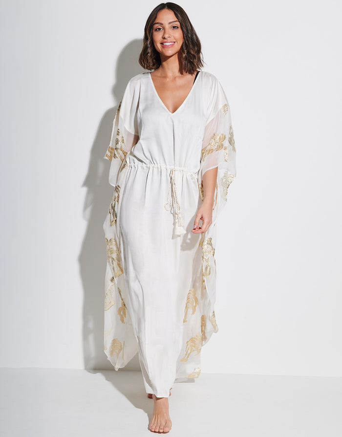 Palm Tree Kaftan - White - Simply Beach UK