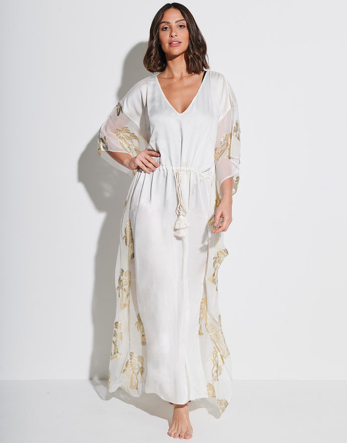 Palm Tree Kaftan - White - Simply Beach UK