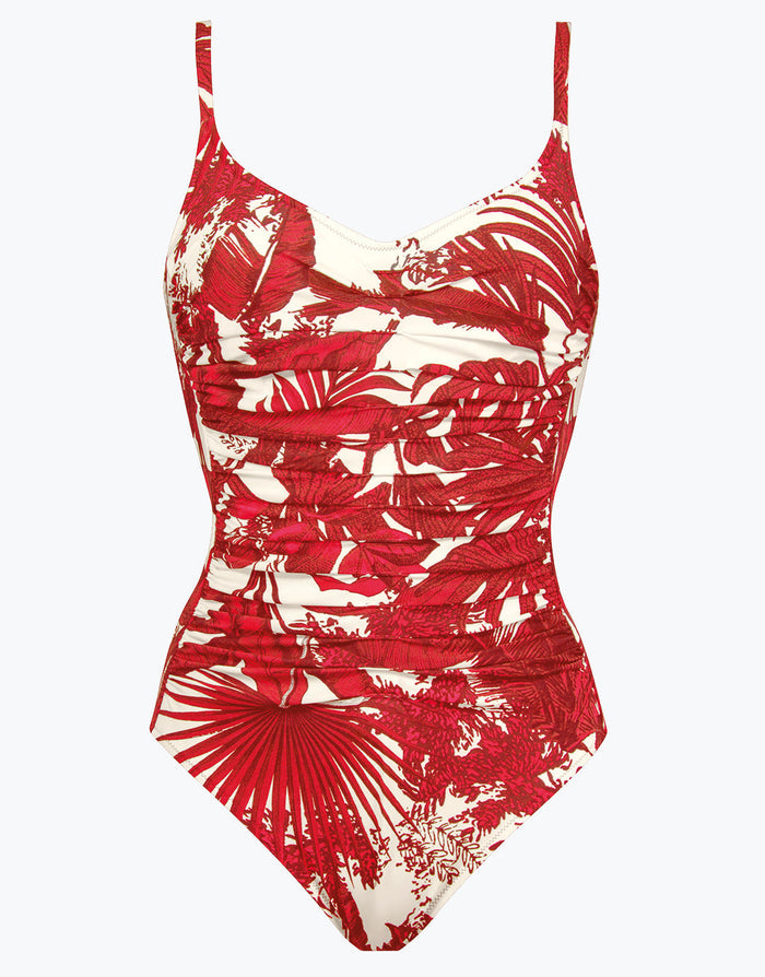 Maryan Mehlhorn Palmaria Ruched Underwired Swimsuit - Creme Rouge - Simply Beach UK