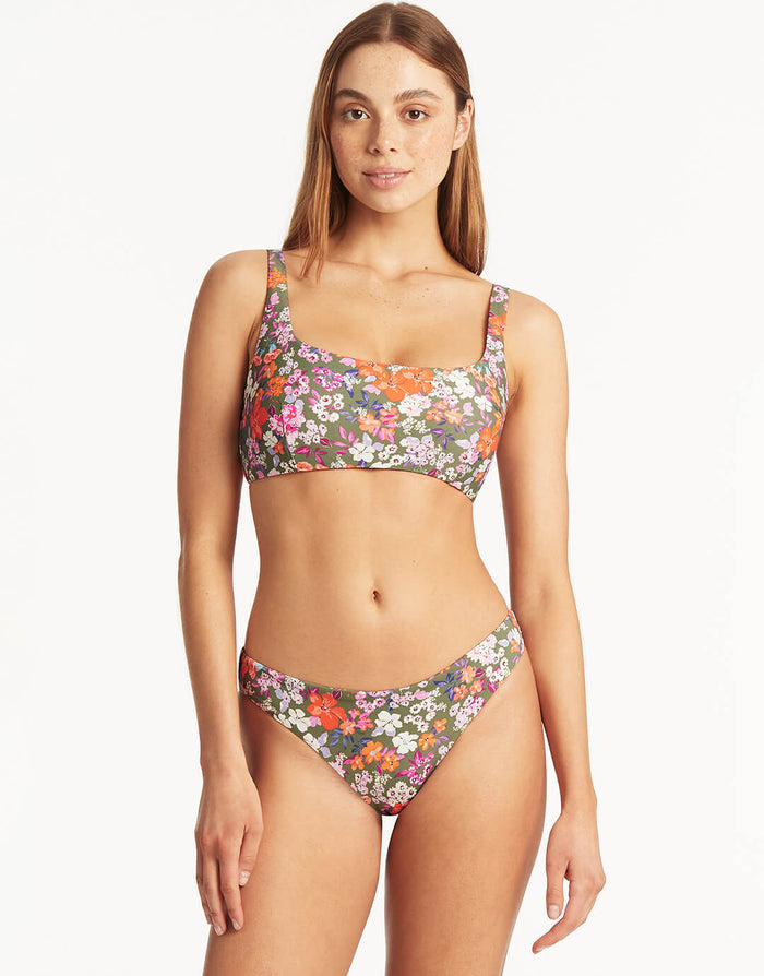Parkland Low Square Neck Bikini Top - Khaki - Simply Beach UK