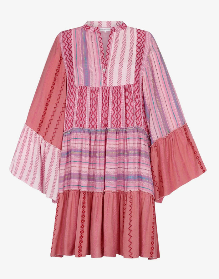 Pitusa Patchwork Mini Boho Dress - Pink - Simply Beach UK