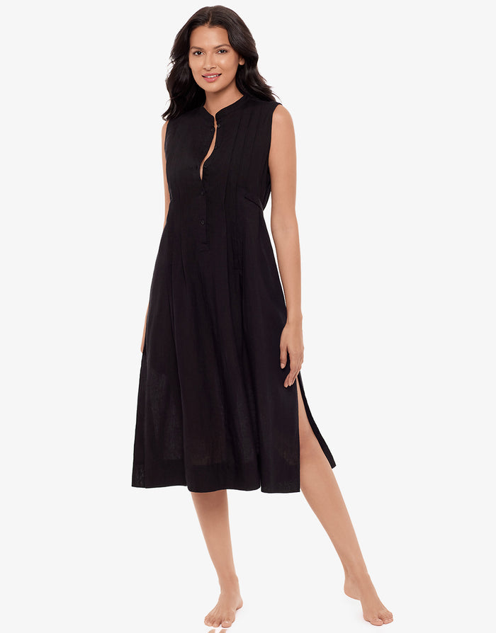 Miraclesuit Pleated Beach Dress - Black - Simply Beach UK