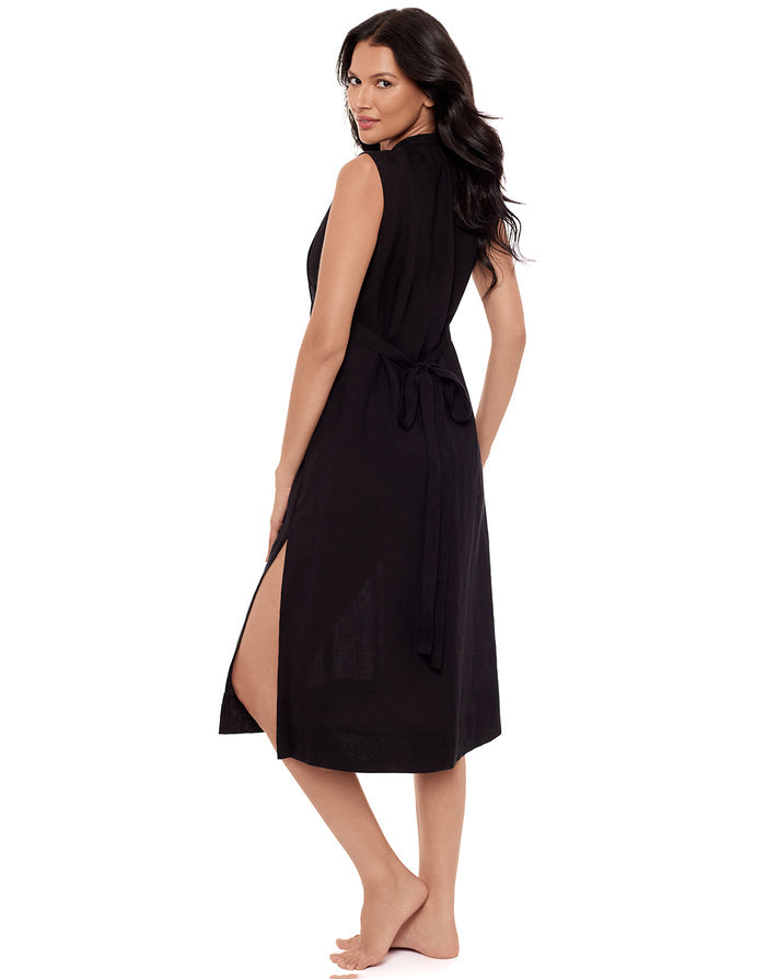 Miraclesuit Pleated Beach Dress - Black - Simply Beach UK