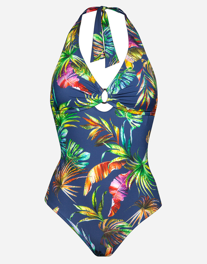 Plunge Halter Swimsuit - Indigo Rainbow - Simply Beach UK
