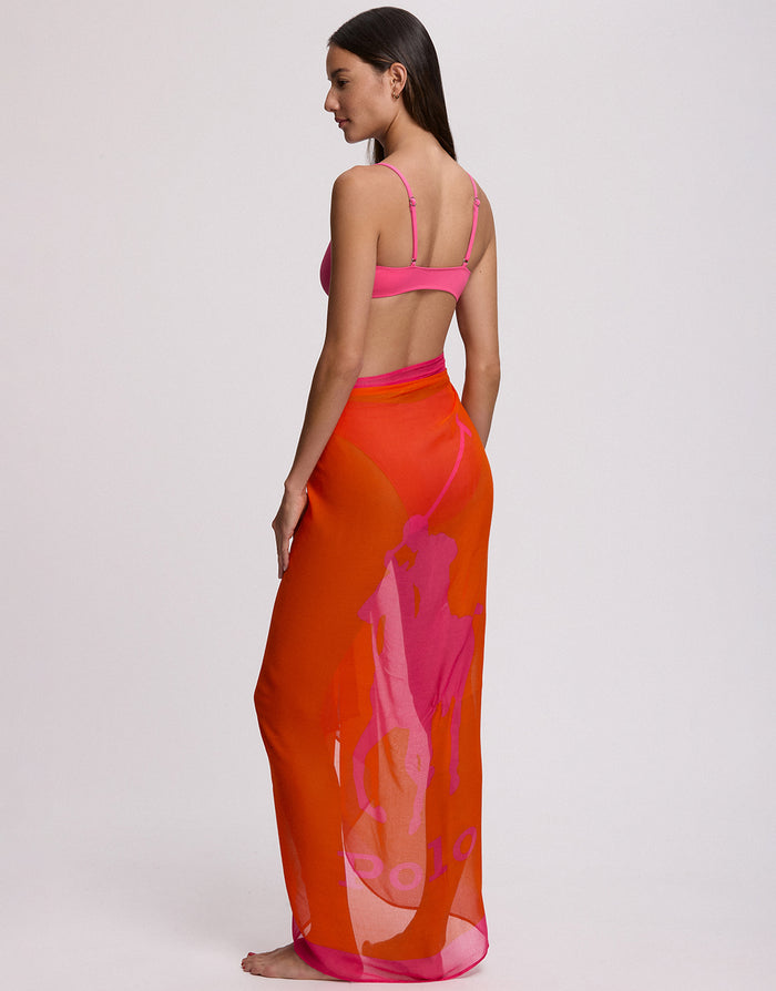 Polo Ralph Lauren Pony Long Pareo - Sailing Orange and Desert Pink - Simply Beach UK