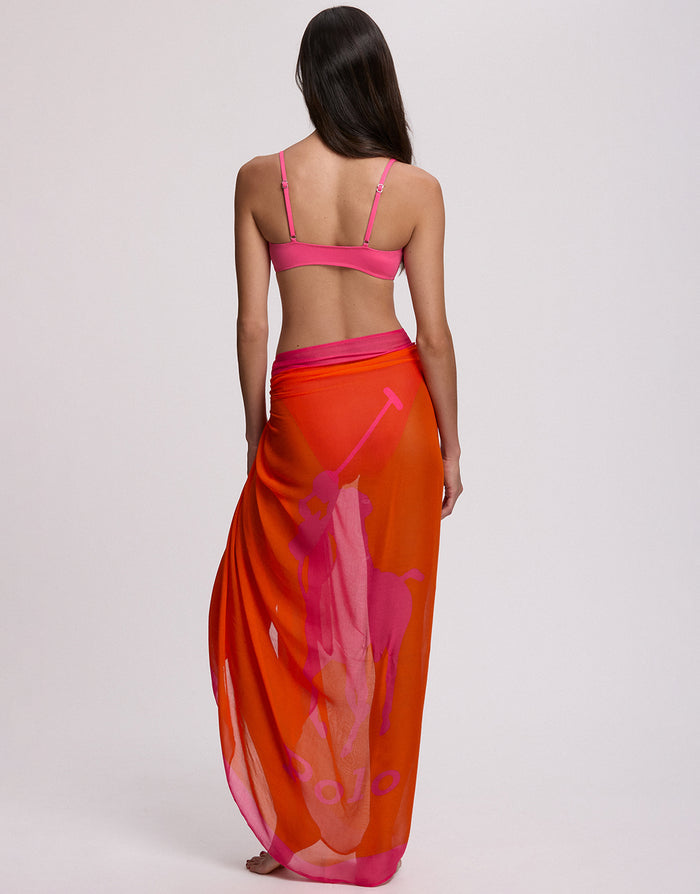 Polo Ralph Lauren Pony Long Pareo - Sailing Orange and Desert Pink - Simply Beach UK