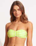 Portofino Ruched Bandeau Bikini Top - Wild Lime - Simply Beach UK