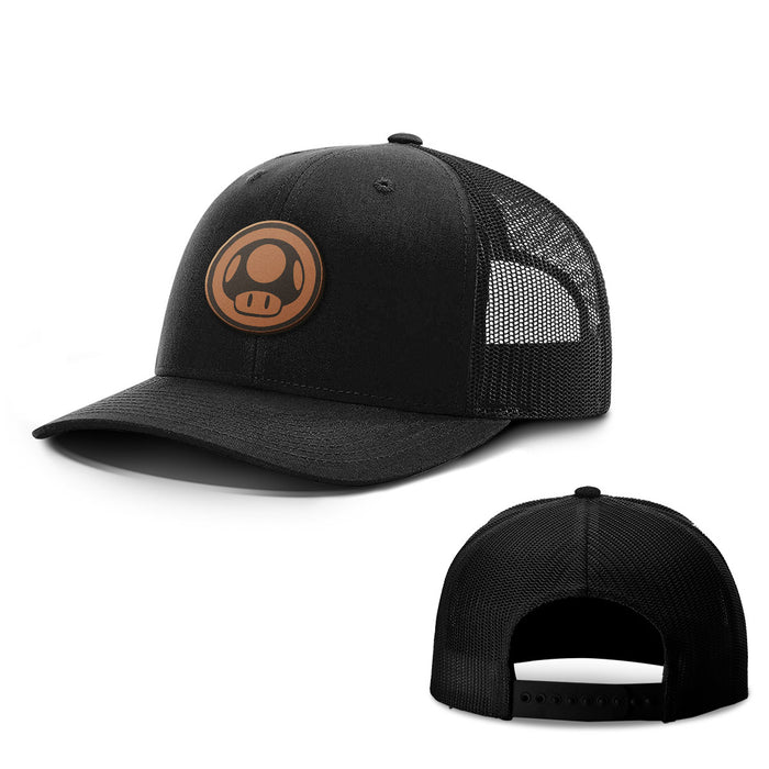 Power Up Leather Patch Hats - BustedTees.com