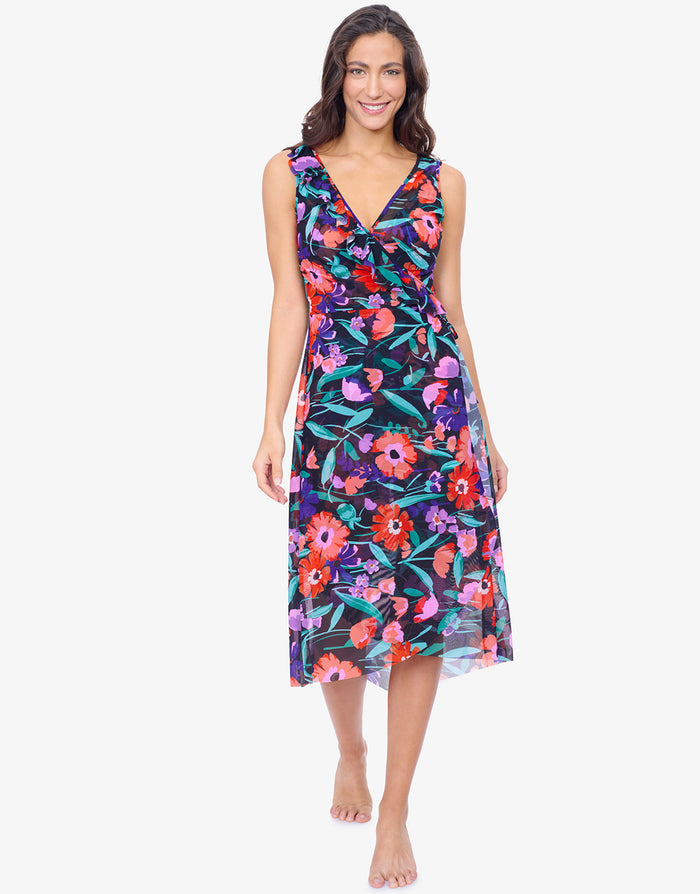 Gottex Profile Marguerite Mesh Wrap Dress - Black Multi - Simply Beach UK