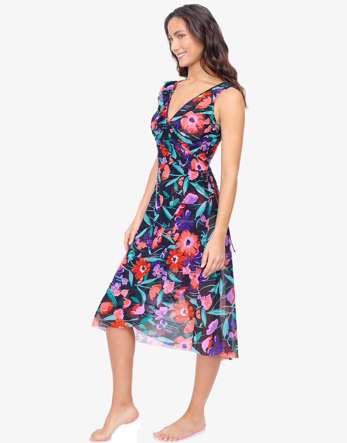 Gottex Profile Marguerite Mesh Wrap Dress - Black Multi - Simply Beach UK