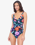 Gottex Profile Marguerite Surplice Swimsuit - Black Multi - Simply Beach UK