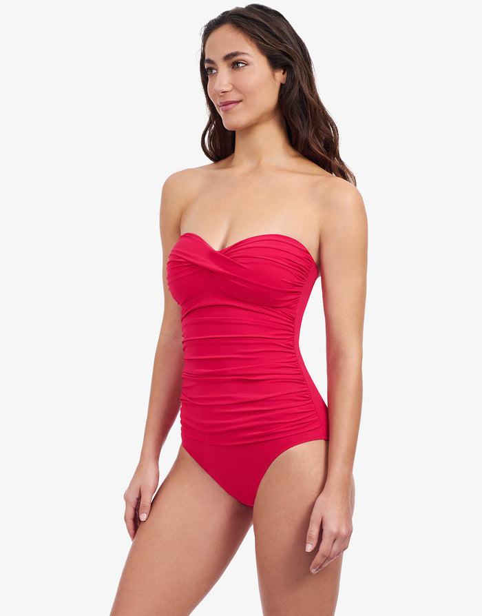 Gottex Profile Tutti Frutti Bandeau Swimsuit - Rose Red - Simply Beach UK