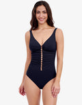 Gottex Profile Tutti Frutti D Cup V Neck Ladder Swimsuit - Black - Simply Beach UK